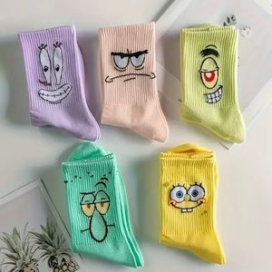SpongeBob Socks Bundle Collection Set 5 Pairs Nickelodeon Patrick Squidward NEW